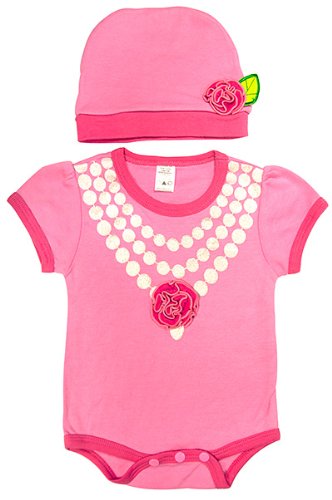 Sozo Baby-Girls Newborn Posh Bodysuit and Cap Set, Pink, 0-3 Months