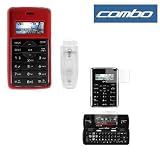 Solid Red Rubberized Snap On Case with Clip + Premium Reusable LCD (Outer & Inner Screen) Protector with Lint Cleaning Cloth For Verizon LG VX9100 ENV2 Cell phone