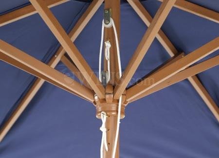 Deluxe Home Design Brand Nine Foot Wood Patio Umbrella Market Umbrella - Navy Blue