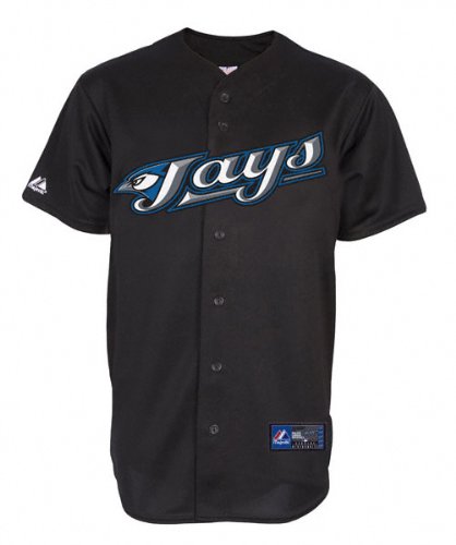 MLB Toronto Blue Jays Adult Short Sleeve 6 Button Synthetic Replica Jersey (Black, Xx-Large)