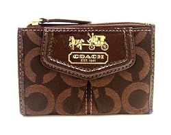 Coach Signature Madison Skinny Coin Case Bag with Key Chain 43252 Brown