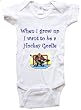 WHEN I GROW UP I WANT TO BE A HOCKEY GOALIE - BigBoyMusic Baby Designs - White, Blue or Pink Onesie / Baby T-shirt