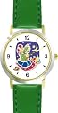 Moslem or Muslim Woman in Prayer - WATCHBUDDY&reg; DELUXE TWO-TONE THEME WATCH - Arabic Numbers - Green Leather Strap-Children's Size-Small ( Boy's Size & Girl's Size )