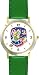Moslem or Muslim Woman in Prayer - WATCHBUDDY® DELUXE TWO-TONE THEME WATCH - Arabic Numbers - Green Leather Strap-Women's Size-Small