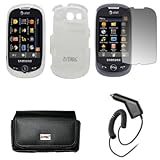 EMPIRE Black Leather Case Pouch with Belt Clip and Belt Loops + Clear Desig ....