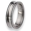 Black Enamel Concave Grooved Polished Titanium Ring (6.0 mm) - Sizes 8-12