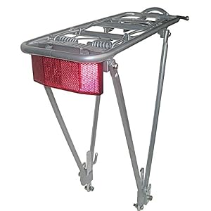 Bike Rack Rear, Silver ,2 Leg Aluminum Rear Bike Rack, Silver, reflector included Biria
