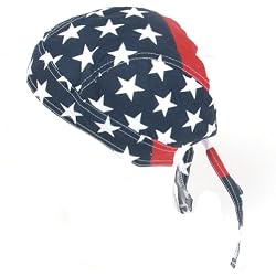 New US Flag Sewn - Molded Bandana Bandanna, Biker Skull Hat Cap, Head Scarf