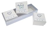 from White Cotton Cards White Cotton Cards New Pram Baby Boy 3-in-1 1st Curl and Tooth Keepsake Box (Model BC3)