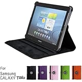 GMYLE&reg; Black 360 Degree Rotating PU leather Folio Stand Case Cover for tablet Galaxy Tab 1 2 10.1" P7510 P5100 With Vertical and Horizontal Multi Angle Stand