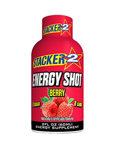 Stacker 2,  6 Hour Power Energy Shot - Very Berry, 2-Ounce Bottle (Pack of 12)