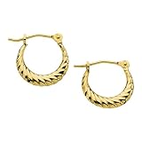 14K Yellow Gold Children's Ribbed Click Earrings