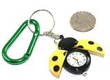 Yellow & Black Spotted Ladybug Key Chain Watch with Green Carabiner Clip