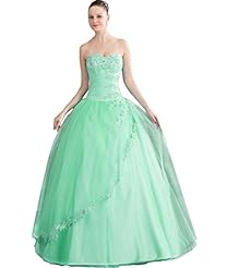 Strapless Applique Lace-Up Floor Length  Sweetheart Satin/Tulle  Ball Gown Evening Dress/Prom Dress/Quinceanera Dress 