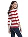MsBasic Women's 3/4 Sleeve Boat Neck Striped Relax Fit Tee Shirts (Large, MS6310-2)Red/White