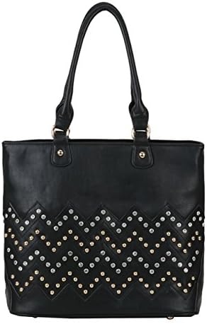 Rimen & Co. Waved Rhinestone Studded Shoulder Bag (Black)