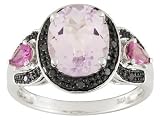 10KT WG 3.00CT KUNZITE AND .35CTW PINK TOURMALINE WITH DIAMOND ACCENT RING