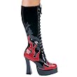 Women's Sexy Gothic Platform Boots 5 Inch Heel Red Flames Fire Knee High Lace Up
