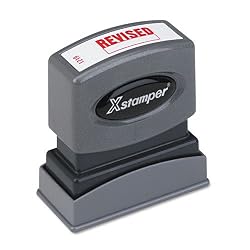 Xstamper One-Color Title Message Stamp, Revised, Pre-Inked/Re-Inkable, Red (1219)