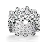 Bling Jewelry Three Stackable Sterling Silver CZ Bubble Band Ring Set [Jewelry]