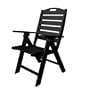 Polywood Outdoor Furniture Nautical Highback Chair, Black-Recycled Plastic Materials