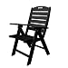 Polywood Outdoor Furniture Nautical Highback Chair, Black-Recycled Plastic Materials
