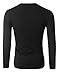 Doublju Mens Crew Neck T-shirts with Long Sleeve Black Large