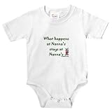 Knit Baby Infant Bodysuit Onesie - 5.5oz.100% Cotton Jersey Knit - with 3 snap bottom in White Light Pink or Baby Blue What happens at Nannas stays at Nannas