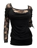 eVogues Plus size Floral Lace Sleeve Top Black - 2X