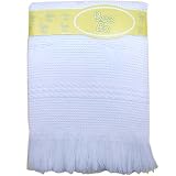 Large Soft White Acrylic Baby Shawl / Blanket - Stars & Cable Design, 122 x 122 cm 