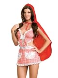 SeXy Red Riding Ho Costume 5 Piece Set Babydoll Hooded Cap Ruffled Panty 2 Hair Ribbons