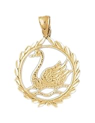Dazzlers Solid 14k Gold Swan Charm Pendant Available in three colors from jewelsberry (weights: 1.4 grams only)