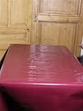 NAPPE TOILE CIREE RONDE 140 cm UNI PRUNE Finition Biais tissus, Anti-tâches