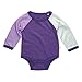 Babysoy Organic Color Block Long Sleeve Boy Onesie/Bodysuit (6-12 Months, Eggplant)