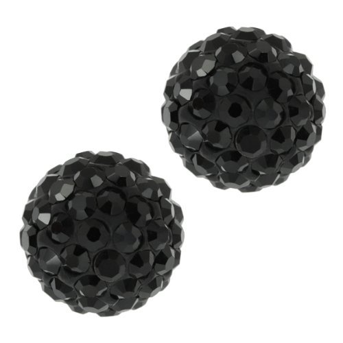 Shamballa Men's Bling King Earrings - Black Disco Ball - 8MM WIDE Black Plated - Swarvoski