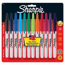 Sanford Ink Corporation SAN32707 Permanent Sharpie Maker- Retractable- 12-ST- Assorted