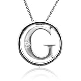 Sterling Silver Alphabet Initial Letter G Diamond Pendant Necklace (HI, SI3-I1, 0.05 carat) - All 26 Letters Available