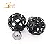 Bine Fashion Jewelry Hollow Out Charming Double-faced Ball Beads Plug Stud Earrings (black)