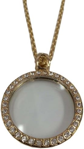 GOLD COLORED MAGNIFIER PENDANT WITH FAUX GEMSTONES : ( Pack of 20 Pcs )