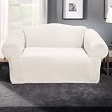 Sure Fit Stretch Stone 1-Piece Loveseat Slipcover, White