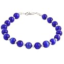 Handmade Royal Blue Cat's Eye & Silver Bracelet