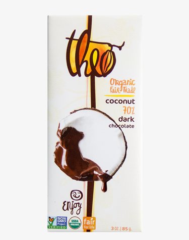 Toasted Coconut Organic Dark Chocolate 70% Cacao 3 Ounces (Case of 12)