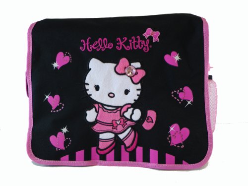 Hello Kitty: Large Messenger Bag Pink Hearts with Water Bottle