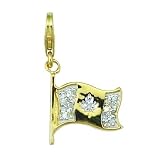 14K 1.12 grams Yellow Gold Diamond 0.08CT Canadian Flag Charm
