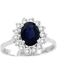 1.75ct tw Natural Sapphire & Diamond Ring 8x6mm 1.35 Carat Oval Sapphire Center Stone 14k Gold Royal Collection