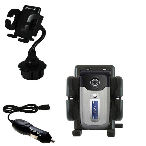 Sony Ericsson z550c Auto Cup Holder with Car Charger - Uses Gomadic TipExchange