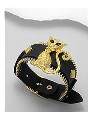 Cat Leather Bracelet In Brass