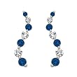 14K White Gold 1 ct. Alternating Blue and White Diamond "Journey of Love" Curve Earrings
