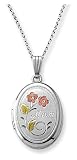 Sterling Silver Engraved Flower Oval
