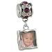February Birthstone Bead Photo Charm Amethyst Crystal Silver Plated fits European Bracelet